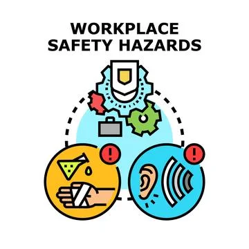 Workplace safety hazards concept creating risk factors Stock Illustration
