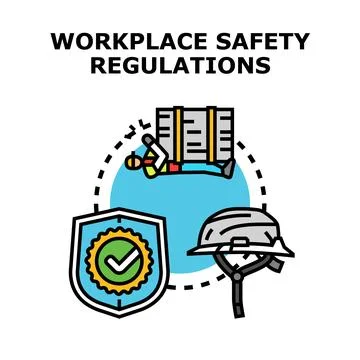 Workplace safety regulations protecting worker health and preventing accident Stock Illustration