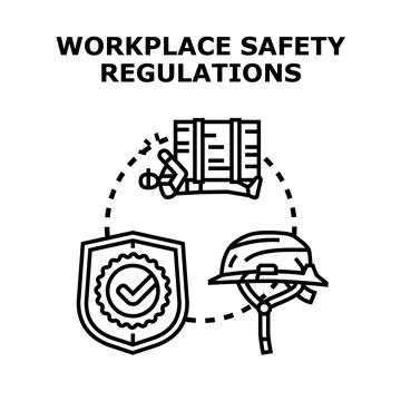 Workplace safety regulations protecting worker health and preventing accident Stock Illustration