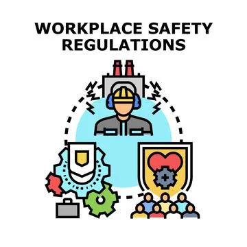 Workplace safety regulations protecting workers and health Stock Illustration