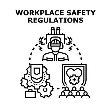 Workplace safety regulations protecting workers and health Stock Illustration