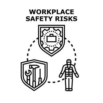 Workplace safety risks concept protecting workers from hazards Illustrazione stock