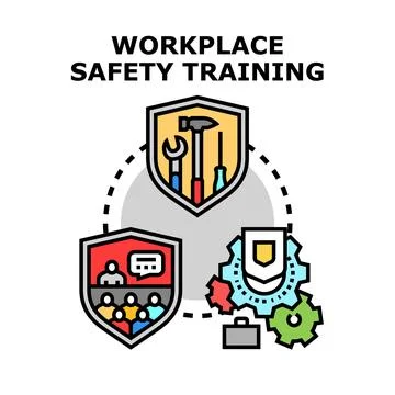 Workplace safety training program preventing occupational risks Illustration