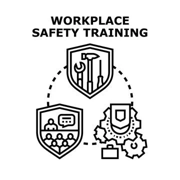 Workplace safety training program preventing occupational risks Illustrazione stock
