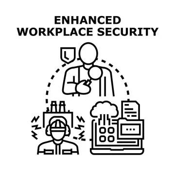 Workplace security enhancement managing safety and data protection Stock Illustration