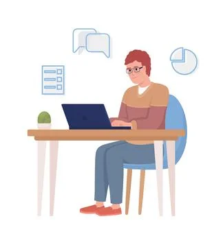 Workplace semi flat color vector cartoon character Illustrazione stock