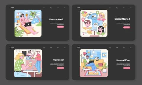Workplace Set. Flat vector illustration Illustrazione stock