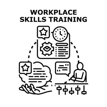 Workplace skills training concept improving professional development Stock Illustration