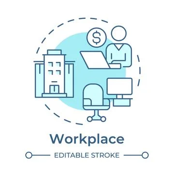 Workplace soft blue concept icon Stock Illustration
