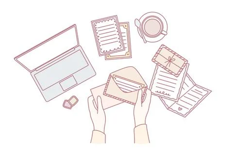 Workplace space and table concept. Stock Illustration