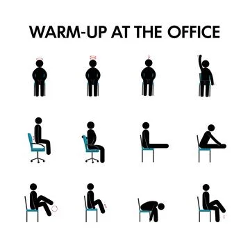 In the workplace stick man set on white background Stock Illustration