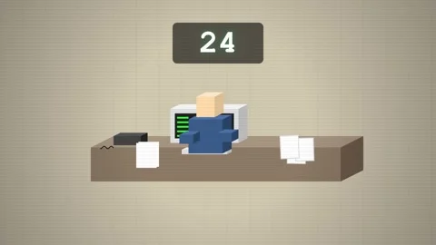 Workplace stress and burnout concept, pixelated worker at a desk countdown Stock Footage 341364789