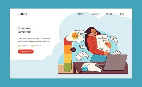 Workplace stress visualized. Flat vector illustration. 스톡 일러스트