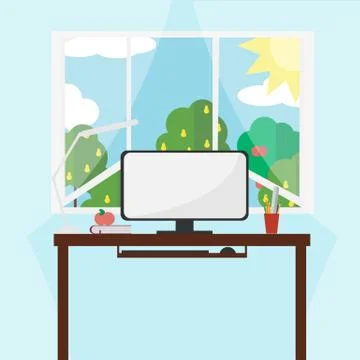 Workplace - style flat Stock Illustration
