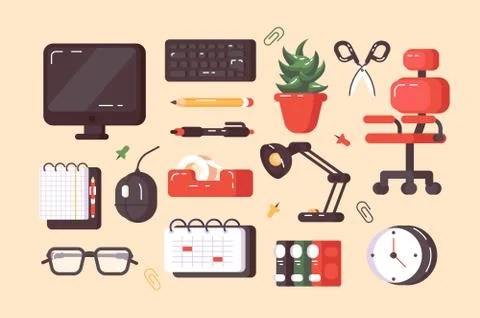 Workplace supplies set Stock Illustration