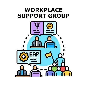 Workplace support group discussing mental health and employee assistance 스톡 일러스트