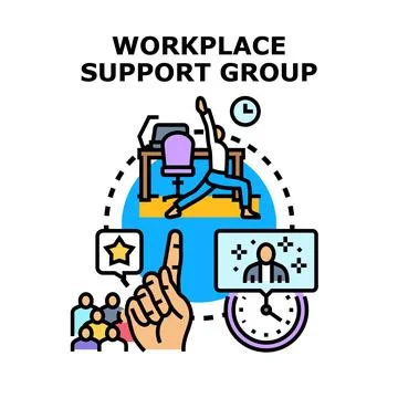 Workplace support group, employee support, well being, coaching Stock Illustration