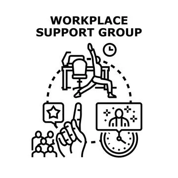 Workplace support group, employee support, well being, coaching Stock Illustration