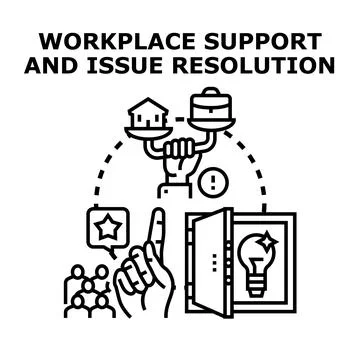 Workplace support resolving issues balancing work life Stock Illustration