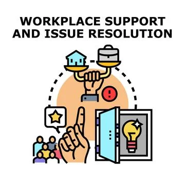 Workplace support resolving issues balancing work life Stock Illustration