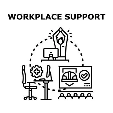 Workplace support system providing business assistance concept Stock Illustration
