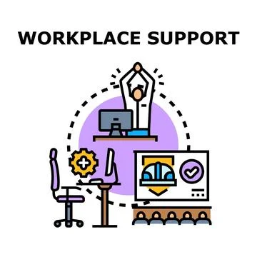 Workplace support system providing business assistance concept Stock Illustration