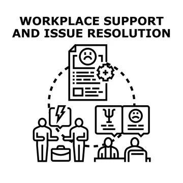 Workplace support team providing employee issue resolution Ilustración de archivo