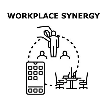 Workplace synergy connecting employees for collaborative teamwork Stock Illustration
