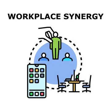 Workplace synergy connecting employees for collaborative teamwork Stock Illustration