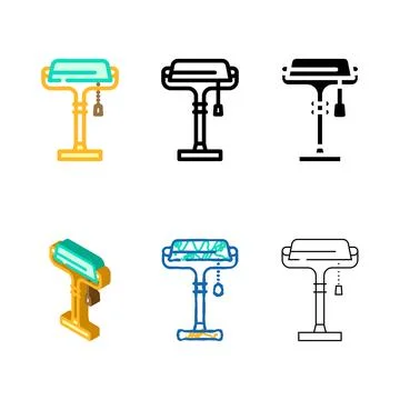Workplace table lamp color icon vector styleset Illustrazione stock