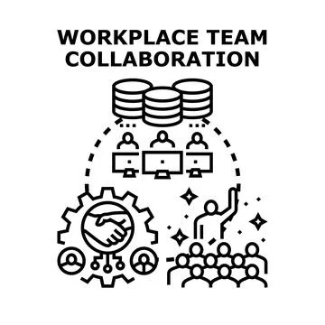Workplace team collaboration concept with sharing data Stock Illustration