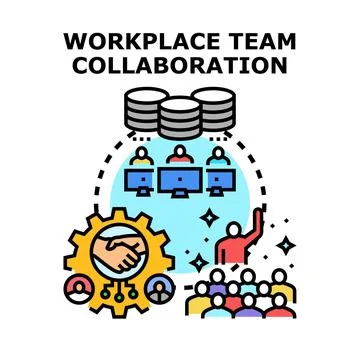 Workplace team collaboration concept with sharing data Stock Illustration