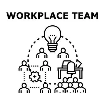 Workplace team connecting, collaborating, and generating business ideas Stock Illustration