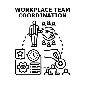 Workplace team coordination and business collaboration concept Stock Illustration