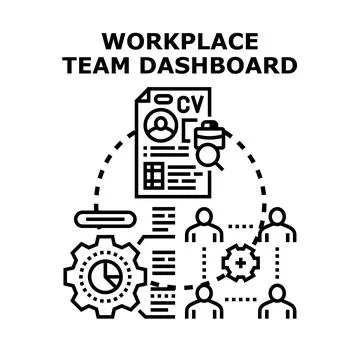 Workplace team dashboard managing human resources hiring Stock Illustration