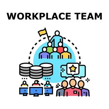 Workplace team developing business strategies and achieving goals Illustrazione stock
