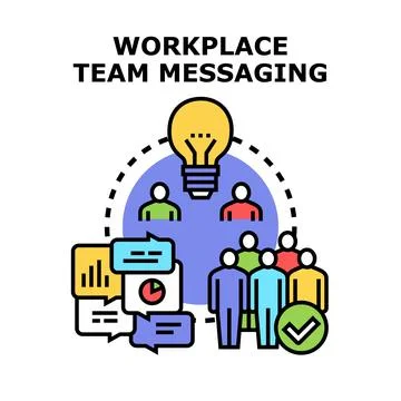 Workplace team messaging for creative business collaboration Stock Illustration