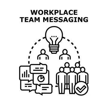 Workplace team messaging for creative business collaboration Stock Illustration