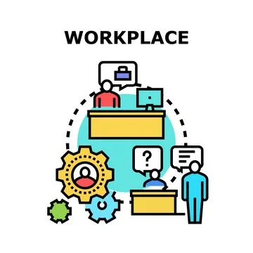 Workplace teamwork collaboration and business communication process Stock Illustration