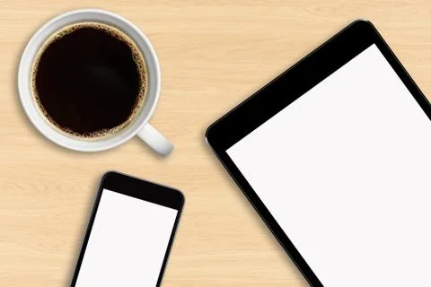 Workplace with tech device Stock Illustration