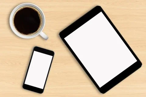 Workplace with tech device Stock Illustration