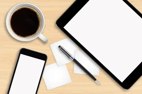 Workplace with tech device Stock Illustration