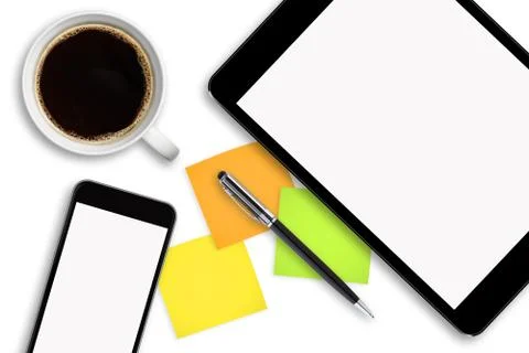 Workplace with tech device Stock Illustration