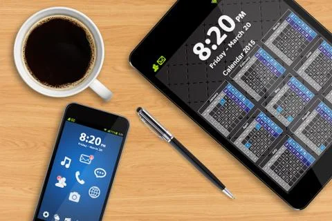 Workplace with tech device Stock Illustration