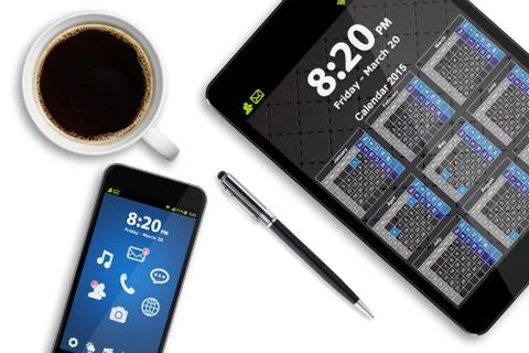 Workplace with tech device Illustrazione stock