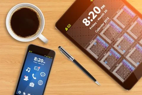 Workplace with tech device Stock Illustration