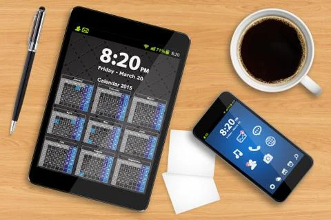 Workplace with tech device Stock Illustration