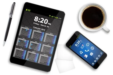 Workplace with tech device 스톡 일러스트