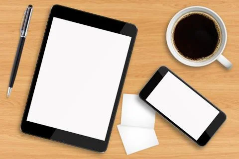 Workplace with tech device Stock Illustration