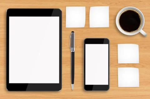 Workplace with tech device Иллюстрация